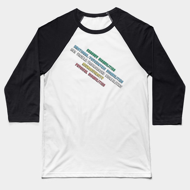 Disability pride flag meanings Baseball T-Shirt by Becky-Marie